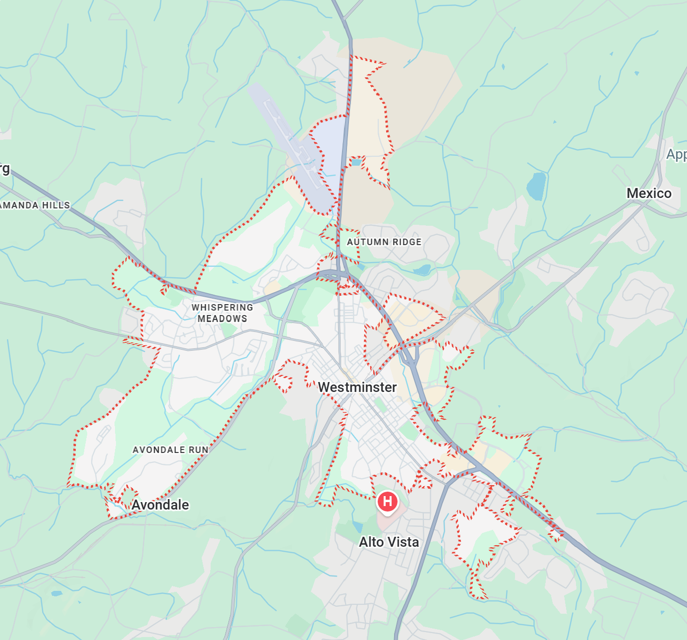 Map location of Westminster, Maryland